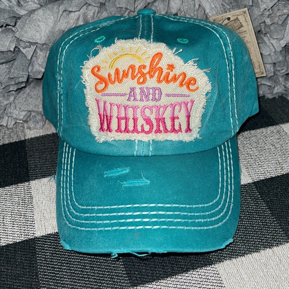 SUNSHINE and WHISKEY Distressed Ball cap